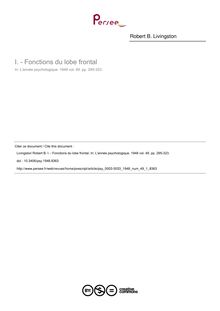 - Fonctions du lobe frontal - article ; n°1 ; vol.49, pg 295-323
