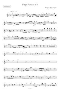 Partition violon I, Fuga postale a 4 pour cordes et continuo, Sardelli, Federico Maria