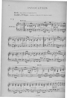 Partition , Invocation (fa), Dix pièces pour orgue ou piano pédalier