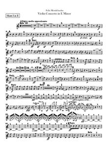 Partition cor 1, 2 (E), violon Concerto [No.2], E Minor, Mendelssohn, Felix