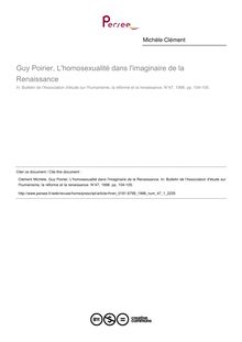 Guy Poirier, L homosexualité dans l imaginaire de la Renaissance  ; n°1 ; vol.47, pg 104-105