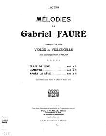 Partition de piano, 2 chansons, Op. 46, Deux mélodies Op. 46 par Gabriel Fauré