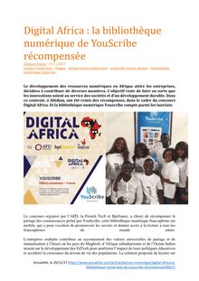Digital Africa : la bibliothèque numérique de YouScribe récompensée