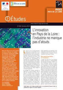 L innovation en Pays de la Loire : l industrie ne manque pas d atouts