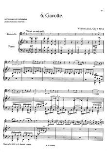 Partition de piano et partition de violoncelle, en Memoriam et Gavotte, Op.7