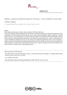 Radio, culture et démocratie en France : une ambition mort-née (1944-1949) - article ; n°1 ; vol.30, pg 55-67
