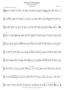 Partition violons II, Roland, LWV 65, Tragédie mise en musique, Lully, Jean-Baptiste