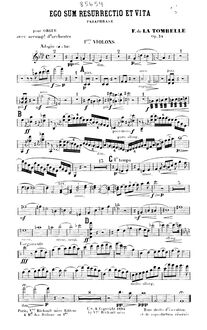 Partition violon 1, Ego sum resurrectio et vita, Op.34, Ego sum resurrectio et vita (Jean II-25). Paraphrase pour orgue (avec orchestre ad lib.), op. 34.
