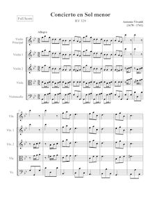 Partition , Allegro, violon Concerto en G Minor, RV 329, G minor