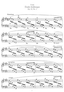 Partition , Etude Arabesque, 2 pièces pour Piano, Op.42, Foote, Arthur