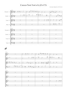 Partition Score (transposed down a tone pour enregistrements), Canzon Noni Toni a 8