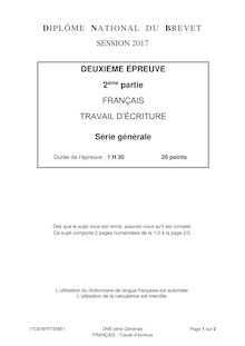 Brevet 2017 - Français/Travail d écriture (série générale)