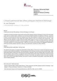 L impact patrimonial des offres publiques d achat et d échange : le cas français - article ; n°3 ; vol.45, pg 625-638