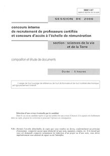 Composition et étude de documents 2006 CAPES de sciences de la vie et de la terre CAPES (Interne)
