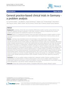 General practice-based clinical trials in Germany - a problem analysis