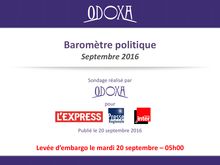 Baromètre politique Odoxa - Septembre 2016