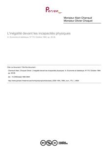 L inégalité devant les incapacités physiques - article ; n°1 ; vol.170, pg 25-36