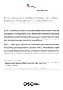 Révision préliminaire des grands mammifères des gisements du Paléolithique inférieur et moyen de la vallée de la Somme - article ; n°2 ; vol.92, pg 143-154