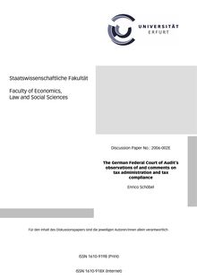 The German Federal Court of Audit’s observations of and comments on  tax administration and tax compliance