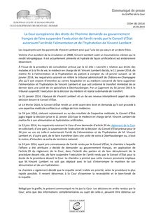 La Cour européenne des droits de l’homme demande au gouvernement français de faire suspendre l’exécution de l’arrêt rendu par le Conseil d’État autorisant l’arrêt de l’alimentation et de l’hydratation de Vincent Lambert
