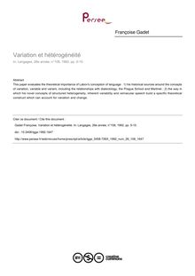 Variation et hétérogénéité - article ; n°108 ; vol.26, pg 5-15