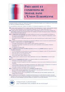 Précarité et conditions de travail dans l Union européenne résumé