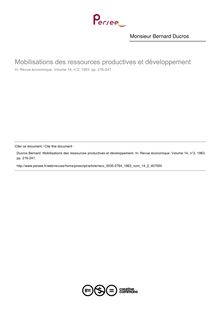 Mobilisations des ressources productives et développement - article ; n°2 ; vol.14, pg 216-241