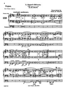 Partition orgue, Extase, Rêverie, D major, Ganne, Louis