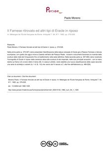 Il Farnese ritrovato ed altri tipi di Eracle in riposo - article ; n°1 ; vol.94, pg 379-526