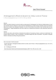 Aménagement officiel et devenir du milieu rural en France - article ; n°4 ; vol.53, pg 283-293
