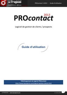 Guide logiciel CRM PRO Contact