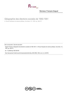 Géographie des élections sociales de 1950-1951 - article ; n°2 ; vol.3, pg 246-271