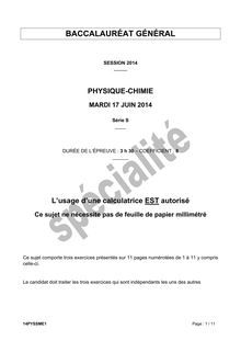 Sujet Physique-Chimie (spécialité) - Série S - Bac 2014