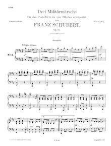 Partition complète, 3 Marches Militaires, Schubert, Franz