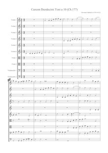 Partition Score pour corde Instruments, Canzon Duodecimi Toni a 10