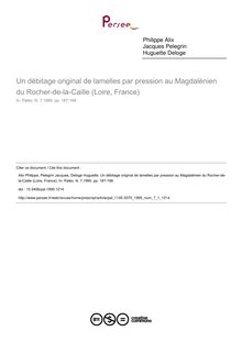 Un débitage original de lamelles par pression au Magdalénien du Rocher-de-la-Caille (Loire, France) - article ; n°1 ; vol.7, pg 187-199