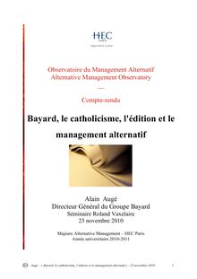 Bayard, le catholicisme, l édition et le management alternatif - par Alain Augé