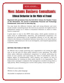 Moss Adams Business Consultants: Ethical Behavior in the Midst of Fraud