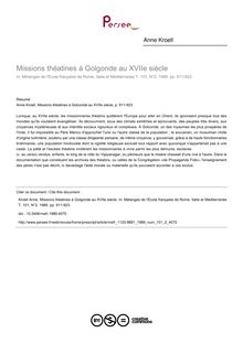 Missions théatines à Golgonde au XVIIe siècle - article ; n°2 ; vol.101, pg 911-923