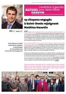 15 citoyens engagés à Saint-Denis rejoignent Mathieu Hanotin