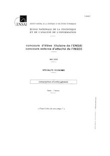 Composition d ordre général 2005 Economie Ecole Nat. de la Statistique et de l Analyse de l Information