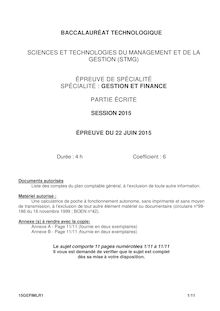 Bac 2015: sujet Gestion et Finance Bac Technologique Sciences et Technologies du Management et de la Gestion (STMG)