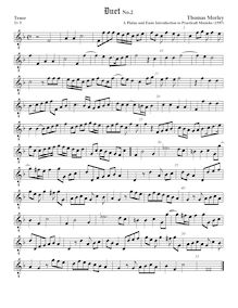 Partition ténor viole de gambe, octave aigu clef, A Plain et Easy Introduction to Practical Music par Thomas Morley