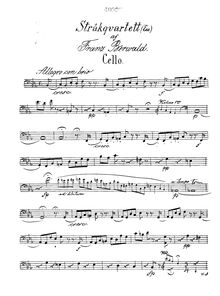Partition violoncelle, corde quatuor, E flat major, Berwald, Franz