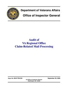 Department of Veterans Affairs Office of Inspector General Audit of VA  Regional Office Claim-Related