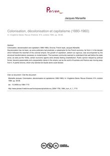 Colonisation, décolonisation et capitalisme (1880-1960) - article ; n°1 ; vol.4, pg 39-48