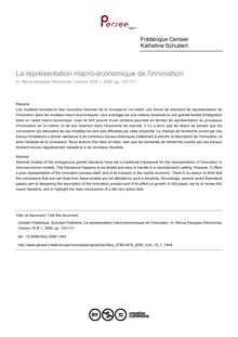 La représentation macro-économique de l innovation - article ; n°1 ; vol.15, pg 123-171