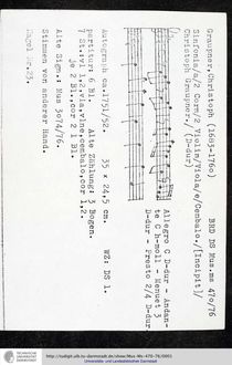 Partition complète et parties, Sinfonia en D major, GWV 517
