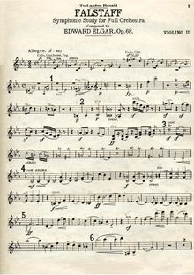 Partition violons II, Falstaff, symphonique Study, Op.68, Elgar, Edward