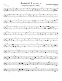 Partition viole de basse, Fantasia pour 5 violes de gambe, RC 54